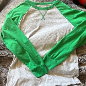 Crewcuts Green and Gray Long Sleeve Raglan Tee